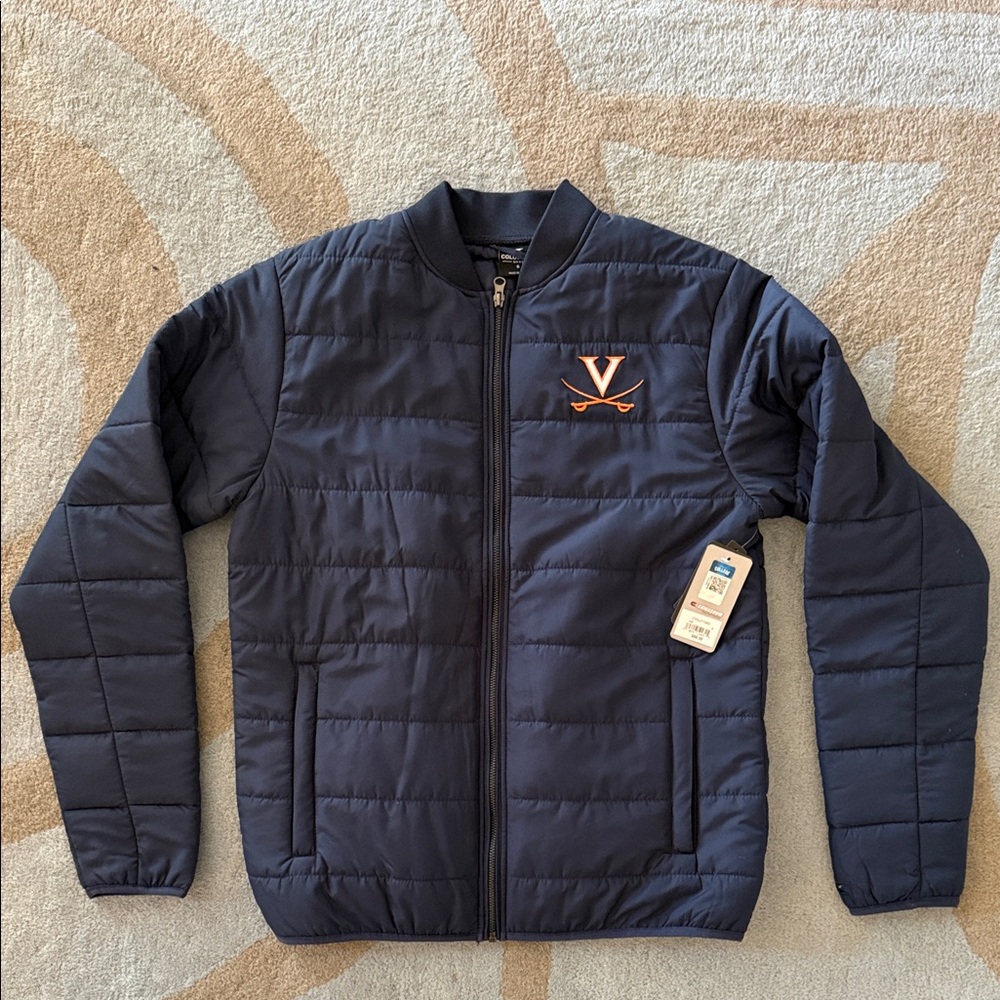 University of Virginia UVA Colosseum Navy Puffer Jacket with Logo